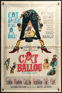 3x0711 CAT BALLOU 1sh 1965 classic sexy cowgirl Jane Fonda, Callan, Lee Marvin, great artwork!