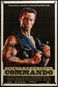 3x0739 COMMANDO 1sh 1985 Arnold Schwarzenegger is going to make someone pay!