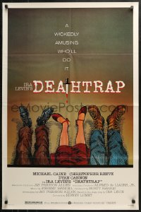 3x0773 DEATHTRAP 1sh 1982 Hedden art of dead Chris Reeve, Michael Caine & Dyan Cannon's feet