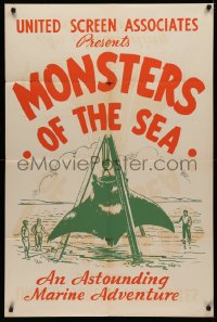 3x0777 DEVIL MONSTER 1sh R1930s Monsters of the Sea, cool artwork of giant manta ray!
