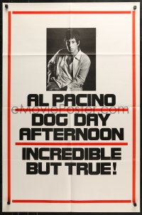 3x0787 DOG DAY AFTERNOON teaser 1sh 1975 Al Pacino, Sidney Lumet bank robbery crime classic!
