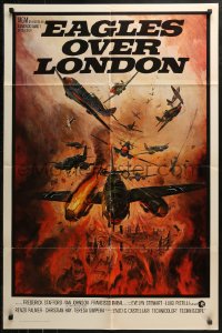 3x0796 EAGLES OVER LONDON 1sh 1970 Van Johnson, really cool artwork of WWII battle in the sky!