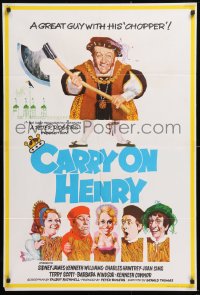 3x0576 CARRY ON HENRY VIII English 1sh 1971 wacky historic comedy, art by Pulford & Fratini!