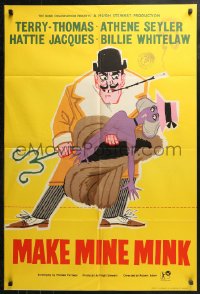 3x0590 MAKE MINE MINK English 1sh 1961 artwork of Terry-Thomas stealing sexy woman's clothes!