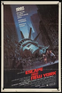 3x0815 ESCAPE FROM NEW YORK NSS style 1sh 1981 John Carpenter, decapitated Lady Liberty by Jackson!