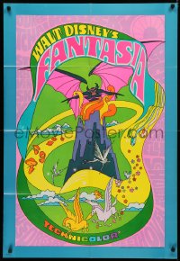 3x0824 FANTASIA 1sh R1970 Disney classic musical, great psychedelic fantasy artwork!