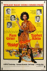 3x0847 FRIDAY FOSTER 1sh 1976 artwork of sexiest Pam Grier with gun and camera!