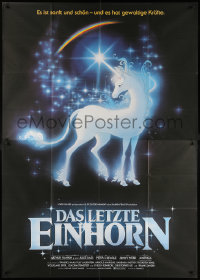 3x0078 LAST UNICORN German 2p 1983 great fantasy artwork of glowing unicorn & rainbow!