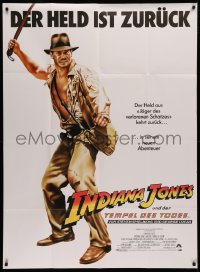 3x0085 INDIANA JONES & THE TEMPLE OF DOOM German 33x47 1984 art of Harrison Ford by Mike Vaughan!