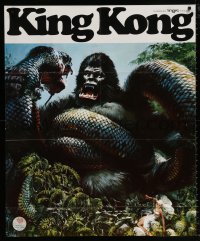 3x0088 KING KONG teaser German 33x40 1976 art of the BIG ape fighting enormous snake by John Berkey!