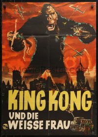 3x0170 KING KONG German R1960 great art of the giant ape holding over New York skyline, very rare!
