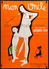 3x0188 MON ONCLE German R1970s My Uncle, wacky different art of Jacques Tati as Mr. Hulot!