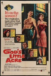 3x0871 GOD'S LITTLE ACRE 1sh 1958 barechested Aldo Ray & half-dressed sexy Tina Louise!
