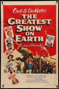 3x0879 GREATEST SHOW ON EARTH 1sh 1952 best image of James Stewart, Betty Hutton & Emmett Kelly!
