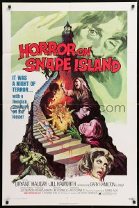 3x0898 HORROR ON SNAPE ISLAND 1sh 1972 a night of pleasure becomes a night of terror, lighthouse art