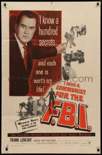 3x0918 I WAS A COMMUNIST FOR THE FBI 1sh 1951 Frank Lovejoy knows secrets, Red Scare film noir!