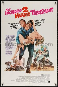 3x0921 INCREDIBLE 2 HEADED TRANSPLANT 1sh 1971 one brain wants to love, the other wants to kill!