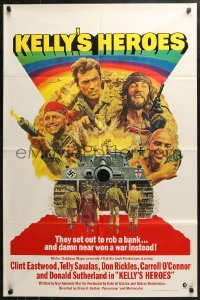 3x0943 KELLY'S HEROES 1sh R1972 Clint Eastwood, Telly Savalas, Don Rickles, Donald Sutherland!
