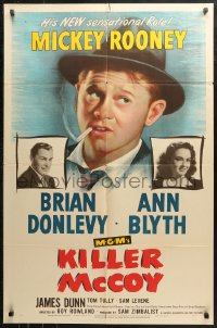 3x0947 KILLER MCCOY 1sh 1947 great art of smoking Mickey Rooney with Brian Donlevy & Ann Blyth!