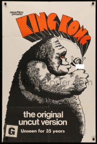 3x0949 KING KONG 1sh R1968 Fay Wray, Robert Armstrong, cool comic art by Lee J. Reedy!