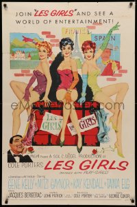 3x0965 LES GIRLS 1sh 1957 Fernie art of Gene Kelly + sexy Mitzi Gaynor, Kay Kendall & Taina Elg!