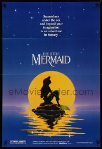 3x0982 LITTLE MERMAID teaser DS 1sh 1989 Disney, great art of Ariel in moonlight by Morrison/Patton!