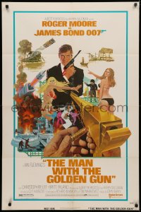 3x1008 MAN WITH THE GOLDEN GUN West Hemi 1sh 1974 McGinnis art of Roger Moore as James Bond!