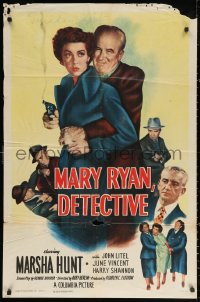 3x1014 MARY RYAN, DETECTIVE 1sh 1950 Gangland falls for Marsha Hunt, the cop in skirts!