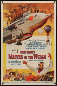 3x1017 MASTER OF THE WORLD 1sh 1961 Jules Verne, Vincent Price, cool art of enormous flying machine!