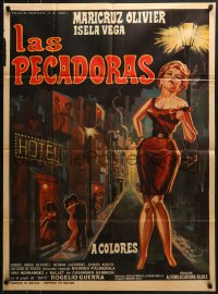3x0062 LAS PECADORAS Mexican poster 1968 great art of sexy prostitute in the red light district!