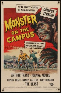 3x1032 MONSTER ON THE CAMPUS 1sh 1958 cool Reynold Brown art of test tube terror running amok!