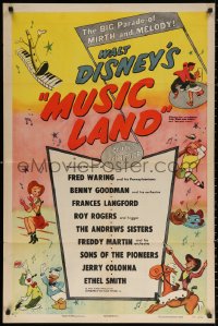 3x1046 MUSIC LAND 1sh 1955 Disney, cartoon art of Donald Duck, Rogers, Joe Carioca & more!