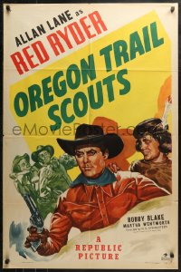 3x1078 OREGON TRAIL SCOUTS 1sh 1947 Allan Rocky Lane as Red Ryder + Robert Blake as Little Beaver!