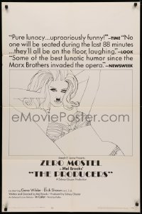 3x1106 PRODUCERS style B 1sh 1967 Mel Brooks, artwork of sexy Lee Meredith with mustache!