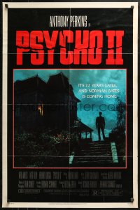 3x1108 PSYCHO II 1sh 1983 Anthony Perkins as Norman Bates, cool creepy image of classic house!