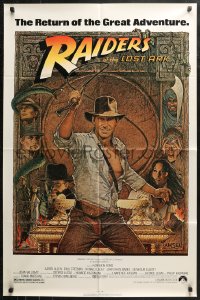3x1115 RAIDERS OF THE LOST ARK 1sh R1980s great art of adventurer Harrison Ford by Richard Amsel!