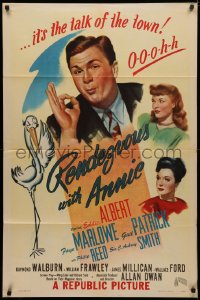 3x1123 RENDEZVOUS WITH ANNIE 1sh 1946 art of Eddie Albert, Faye Marlowe & stork, ohhhh baby!