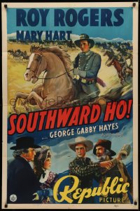 3x1187 SOUTHWARD HO 1sh 1939 artwork of Roy Rogers in cavalry uniform + sidekick Gabby Hayes, rare!