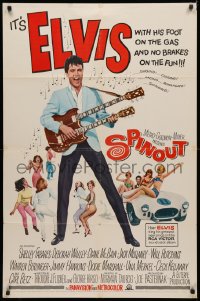 3x1190 SPINOUT 1sh 1966 Elvis with double-necked guitar, foot on the gas & no brakes on fun!