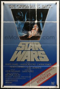 3x1197 STAR WARS NSS style 1sh R1982 George Lucas, art by Tom Jung, advertising Revenge of the Jedi!