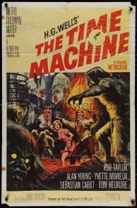3x1245 TIME MACHINE 1sh 1960 H.G. Wells, George Pal, great Reynold Brown sci-fi artwork!