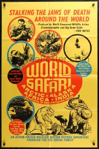 3x1320 WORLD SAFARI 1sh 1970 stalking the jaws of death & killing for sport, for the entire family!