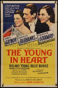3x1323 YOUNG IN HEART 1sh R1944 Douglas Fairbanks Jr., sexy Janet Gaynor and Paulette Goddard!