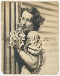 3y0160 BARBARA STANWYCK signed deluxe 11x14 still 1930s close up of the beautiful star with flower!