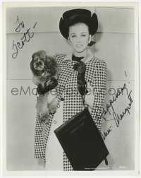 3y0235 ANN-MARGRET signed 8x10 still 1960s MGM studio portrait in cool outfit, holding her dog!