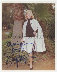 3y0720 GINGER ROGERS signed color 8x10 REPRO still 1980s full-length wearing cool outfit by palm tree!