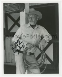3y0830 HARRY CAREY JR. signed 8x10 REPRO still 1980s portrait wearing cowboy hat & holding lasso!