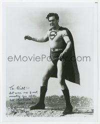 3y0864 KIRK ALYN signed 8x10 REPRO still 1980s great full-length portrait in Superman costume!