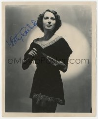 3y0338 KITTY CARLISLE signed 8x10 still 1930s portrait of the pretty actress in velvet dress & glove!