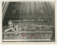 3y0339 LANA TURNER signed 8x10 still 1955 sexy portrait sprawled on bed from The Prodigal!